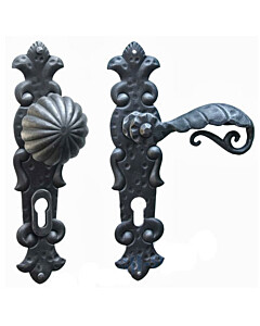 Mittenwald LS Haustürgarnitur PZ 10/92mm Knopf/Drücker rechts in antik schwarz von Galbusera