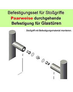 Stoßgriff-Befestigungs-Set | paarweise Befestigung an Glastür Südmetall