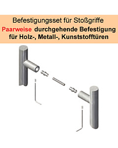 Stoßgriff-Befestigungs-Set | paarweise Befestigung an Metall/Holz/Kunststofftür Südmetall