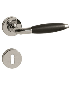 Parma-R Rosettengarnitur Nickel poliert / Griffstück Holz schwarz von Lienbacher