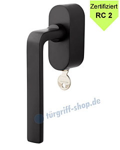 Pure Fenstergriff ovale Rosette abschließbar RC 2 zertifiziert Schwarz RAL 9005 von Jatec Hauptbild