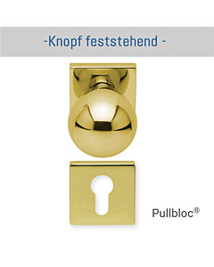 Türknopf gerade auf Quadratrosette | mit PZ-Rosette | feststehend PVM Messing poliert Scoop