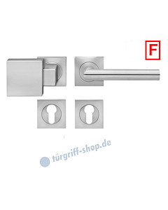Rhodos ER/FS28Q Feuerschutz-Wechselgarnitur Knopf/Drücker PZ 9 mm Edelstahl matt Karcher Design