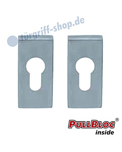 Schlüsselrosettenpaar PZ PullBloc rechteckig 33x72mm Edelstahl-matt Scoop