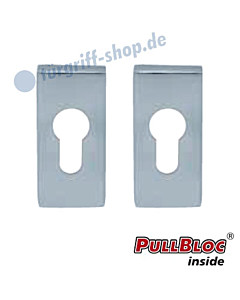 Schlüsselrosettenpaar PZ PullBloc rechteckig 33x72mm Edelstahl-poliert Scoop