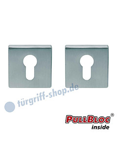 Schlüsselrosettenpaar PZ PullBloc quadratisch 55x55mm Edelstahl matt Scoop