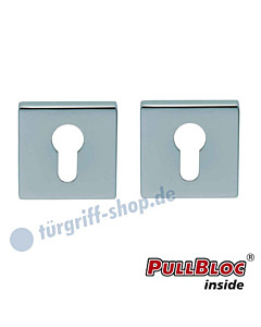 Schlüsselrosettenpaar PZ PullBloc quadratisch 55x55mm Edelstahl poliert Scoop