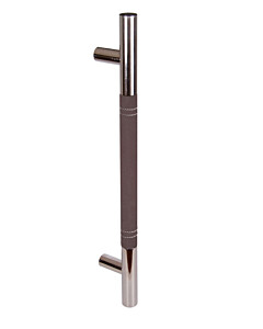 Impero Stossgriff Griffstange DM 30 mm L 545 mm, Edelstahl poliert Leder Schoko von ABP-Beyerle