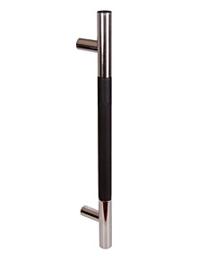 Impero Stossgriff Griffstange DM 30 mm L 545 mm, Edelstahl poliert Leder Schwarz, glatt von ABP-Beyerle