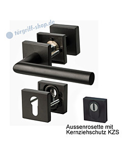 Sicura Oliver/Ronny Square-R Basic Rosetten-Schutzgarnitur KZS, Griffplatte/Drücker, Schwarzstahl-Optik von Südmetall