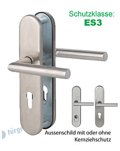 Sicura Ronny-LS/LS Schutzgarnitur ES3 Drücker/Drücker Edelstahl matt von Südmetall