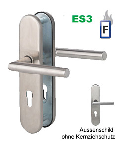 Sicura Ronny-LS/LS Feuer-Schutzgarnitur ES3 / FS Stift 9 mm, Drücker/Drücker Edelstahl matt von Südmetall