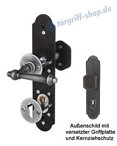 Sicura Seekirchen II-LS/R Schutzgarnitur KZS Griffplatte/Drücker Stahl geschwärzt-matt von Südmetall