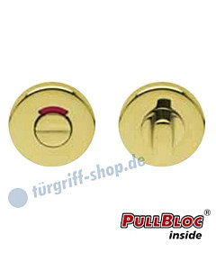 WC Rosettenpaar PullBloc rund mit rot/weiß-Anzeige | Ø 54mm Messing poliert PVD Scoop