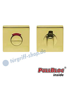 WC Rosettenpaar PullBloc quadratisch mit rot/weiss-Anzeige | 55x55mm Messing poliert PVD Scoop