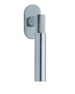 1016 (Bauhaus) Fenstergriff oval Edelstahl o. PVD Messing-poliert Scoop