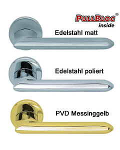 1021 Rosettengarnitur PullBloc Edelstahl oder Messing Scoop