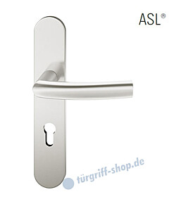 12-1418 Halbgarnitur, ovales Langschild ASL® mit Drücker 1107, Vierkantaufnahme 8 mm, Alu naturfarbig eloxiert FSB