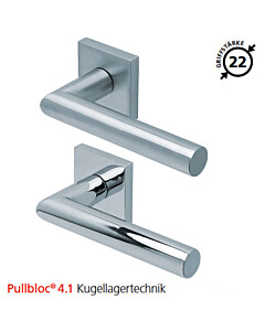 2106 quadratische Rosettengarnitur Pullbloc® 4.1 Kugellagertechnik in Edelstahl matt oder poliert von Scoop 