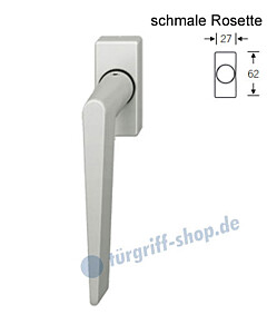 Fenstergriff FSB 34-1005 schmale eckige Rosette 27x62mm | nicht abschließbar Alu F1 natureloxiert