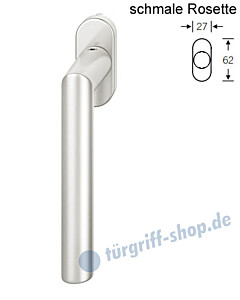 Fenstergriff FSB 34-1076 schmale ovale Rosette 27x62mm | nicht abschließbar Alu F1 natureloxiert