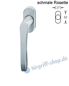 Fenstergriff FSB 34-1106 schmale ovale Rosette 27x62mm | nicht abschließbar Edelstahl feinmatt