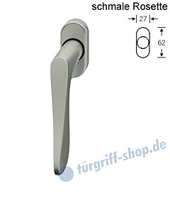 Fenstergriff FSB 34-1144 schmale ovale Rosette 27x62mm | nicht abschließbar Alu F1 natureloxiert