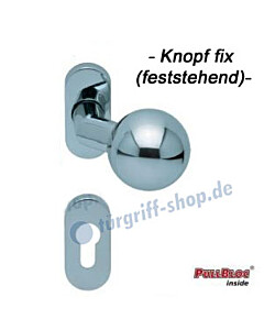 Türknopf gekröpft auf Ovalrosette mit PZ-Rosette fix Edelstahl poliert Scoop