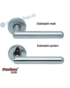 1107 Rosettengarnitur PullBloc Edelstahl matt o. poliert Scoop