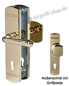 Sicura Scarlet Schutzgarnitur Griffplatte/Drücker Robusta Gold Südmetall