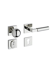 Bauhaus Sicherheits-Rosettengarnitur GRO SH 20-44 ZAMAK KZS MPN PVD Nickel poliert für Wohnungs- und Hauseingangstüren