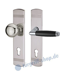 Schutzgarnitur Black Magnolia Langschild Knopf/Drücker Chrom/Schwarz von Jatec