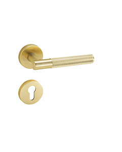 Türbeschlag TITAN 07 CROSS CUT – Türklinke mit Diamant Cut in MM Messingfarben matt  – PZ