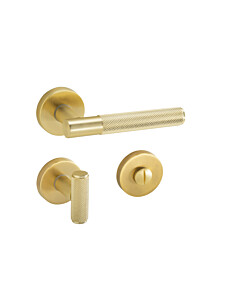 Türbeschlag TITAN 07 CROSS CUT – Türklinke mit Diamant Cut in MM Messingfarben matt  – WC-Bad