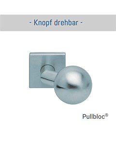 Türknopf gekröpft auf Quadratrosette | drehbar | Edelstahl matt Scoop