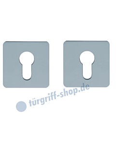Schlüsselrosettenpaar PZ flächenbündig quadratisch 55x55mm Edelstahl-poliert Scoop