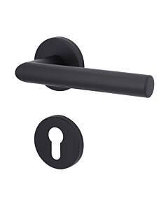 Ronny II-R Rosetten-Halbgarnitur für Haustüren, Top Speed, PZ-Lochung, 8 mm, GK4, Schwarz-matt Südmetall