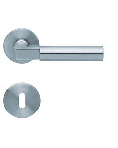 1016 (Bauhaus) flache runde Rosettengarnitur Edelstahl matt von Scoop 