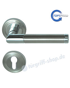 Royal-R Rosetten-Halbgarnitur für Haustüren, Top Speed, PZ, 8 mm, GK4, Chrom/Edelstahl-matt Südmetall