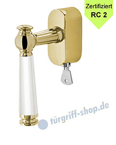 Sanssouci Fenstergriff ovale Rosette abschließbar RC 2 zertifiziert in 3 Farben mit Porzellan weiß von Jatec