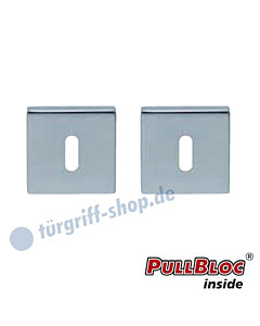 Schlüsselrosettenpaar Buntbart PullBloc quadratisch 55x55mm Edelstahl poliert Scoop