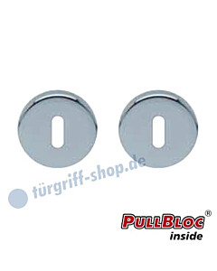 Schlüsselrosettenpaar Buntbart PullBloc rund Ø 54mm Edelstahl poliert Scoop