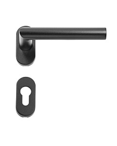 Schmalrahmen-Rosettenhalbgarnitur 5904A ovale Rosette, PZ-Lochung, Schwarz matt RAL 9005 von Spitzer