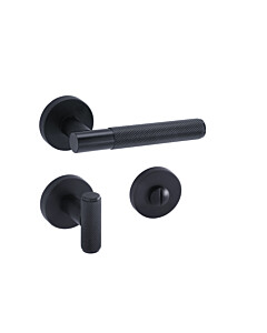 Türbeschlag TITAN 07 CROSS CUT – Türklinke mit Diamant Cut in SM schwarz matt – WC-Bad-WC-Bad