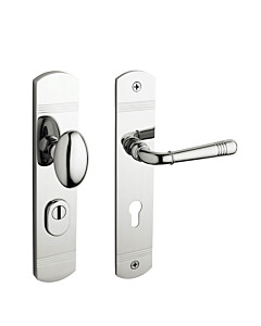 tecnoGRIFF Art dèco Sicherheitsgarnitur EMILY 70-209-03 ZAMAK 72 MPN PVD Nickel poliert für Wohnungseingangstüren