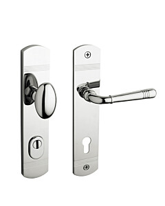 tecnoGRIFF Art dèco Sicherheitsgarnitur EMILY 70-209-03 ZAMAK 92 MPN PVD Nickel poliert für Hauseingangstüren