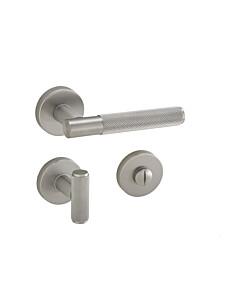 Türbeschlag TITAN 07 CROSS CUT – Türklinke mit Diamant Cut in VAM Edelstahlfarben matt – WC-Bad