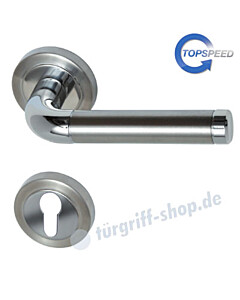Sybille-R Rosetten-Halbgarnitur für Haustüren, Top Speed, PZ, 8 mm, GK4, Chrom / Edelstahl-matt Südmetall