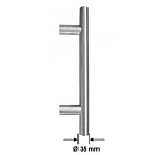 Stossgriff 1089ES mit Sonderbohrabstand, Griff-Ø 35 mm, gerade Stütze, variabel bis 1500 mm Länge Edelstahl matt Spitzer - gerade Stütze