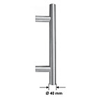 Stossgriff 1089ES mit Sonderbohrabstand, Griff-Ø 40 mm, variabel bis 1500 mm Länge Edelstahl matt Spitzer - gerade Stützen